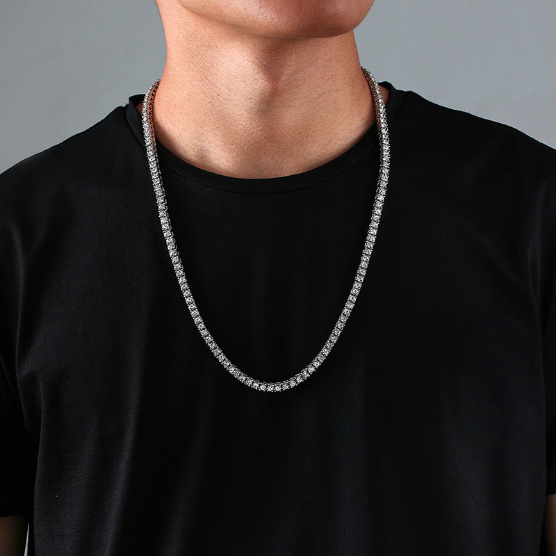 Jewelry Accessories Fashion Personality Men's And Women's 20 Inch Alloy Single Drain Diamond Necklace Gold 5mm Jewelry