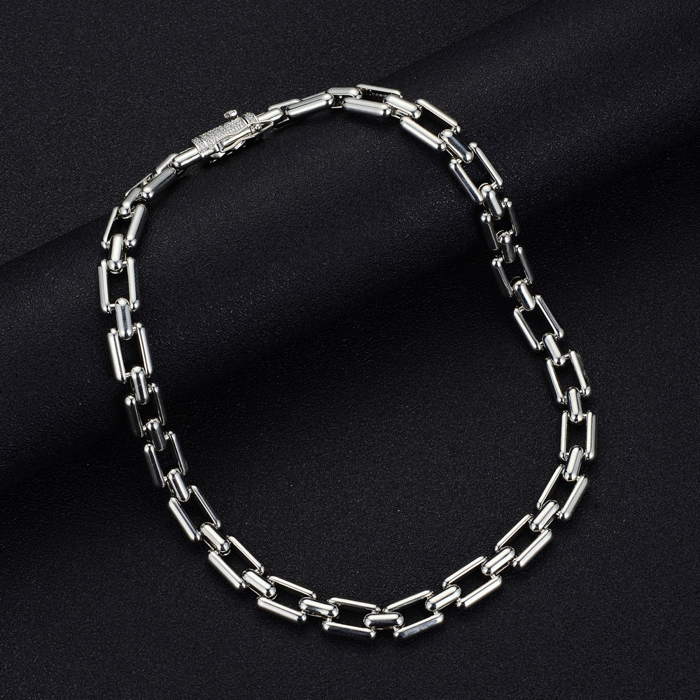 Jewelry 11mm Zinc Alloy Rhinestone Cuban Chain Personality Hip Hop Bracelet Simple Fashion Trend Jewelry