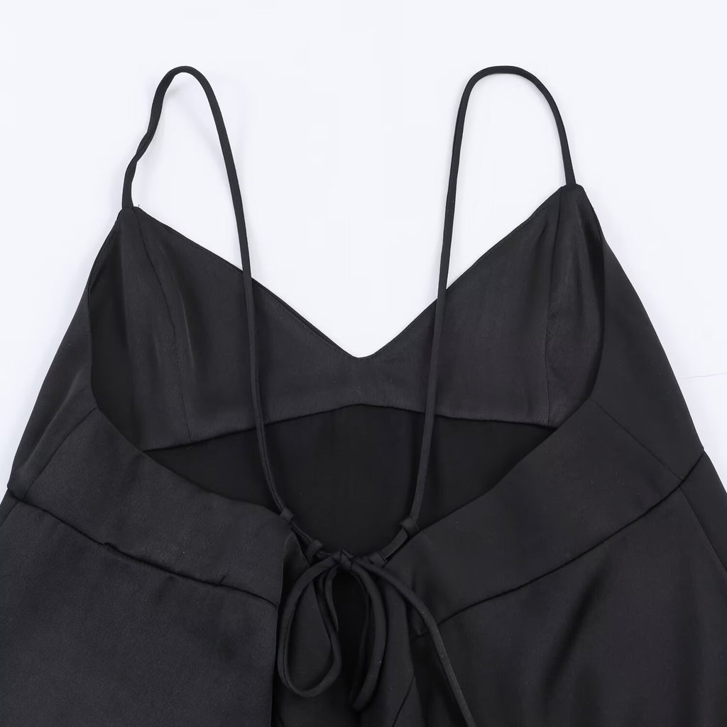 Asymmetric satin texture minimalist lingerie style top