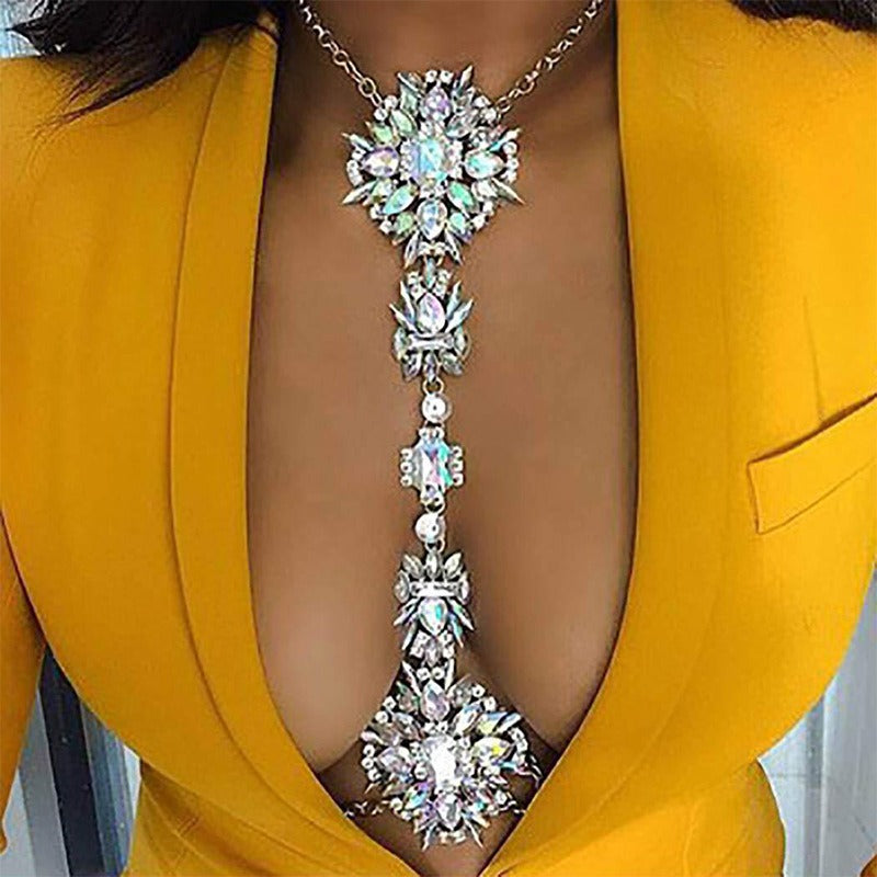 Exaggerated jewelry, fashionable diamond inlay, luxurious body chain, personalized women's jewelry