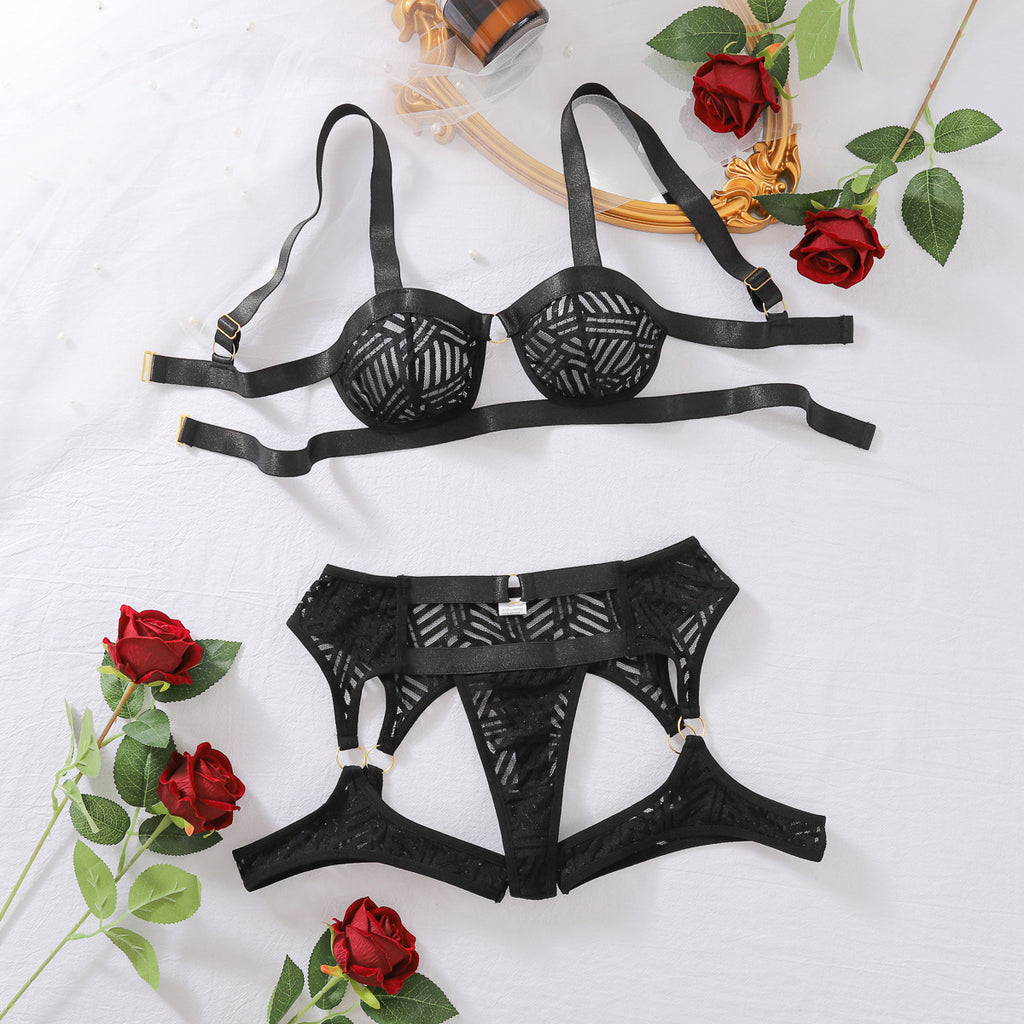 Bareback shapewear split sexy lingerie two-piece set for women