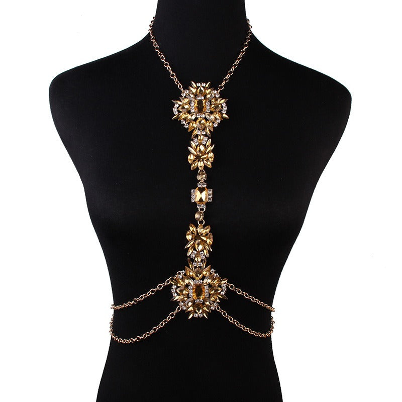 Exaggerated jewelry, fashionable diamond inlay, luxurious body chain, personalized women's jewelry