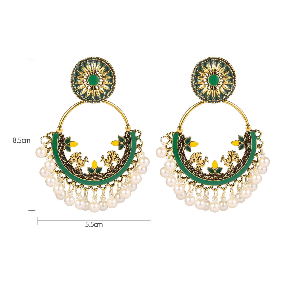 Moon alloy earrings jewelry exaggerated retro Indian style hollowed out bell pendant design sense earrings jewelry