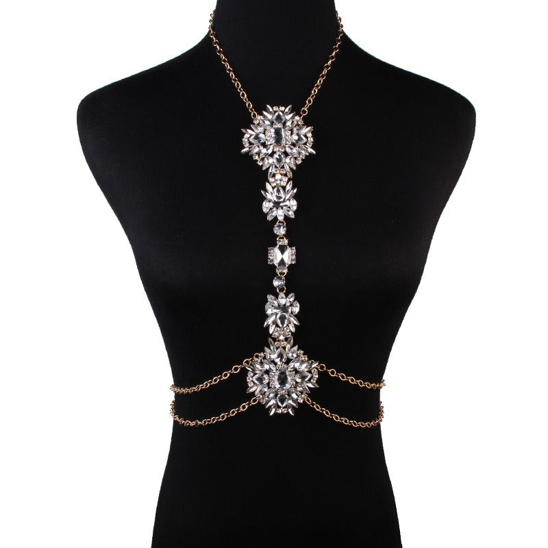 Exaggerated jewelry, fashionable diamond inlay, luxurious body chain, personalized women's jewelry