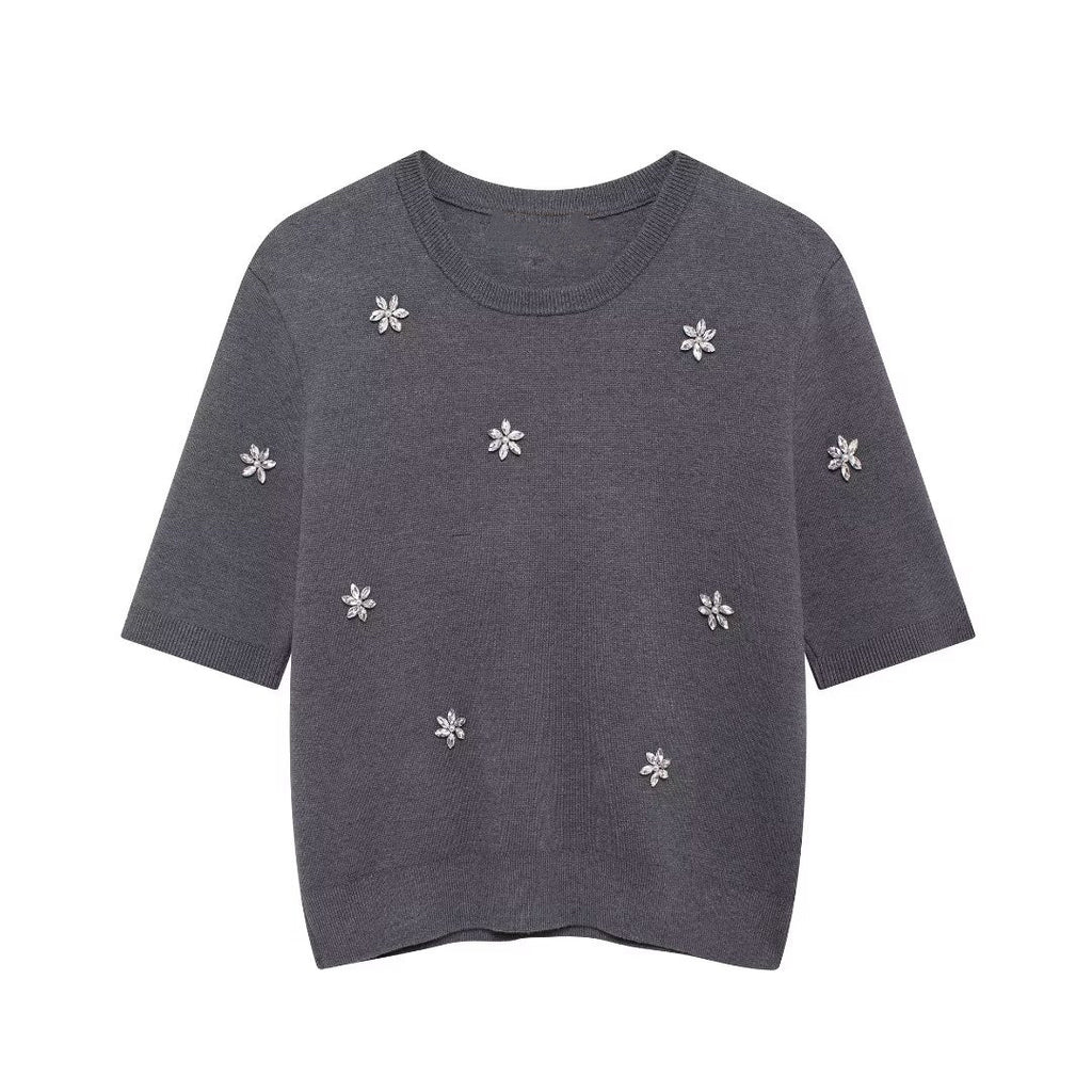 New jewelry decoration knitted top mini skirt