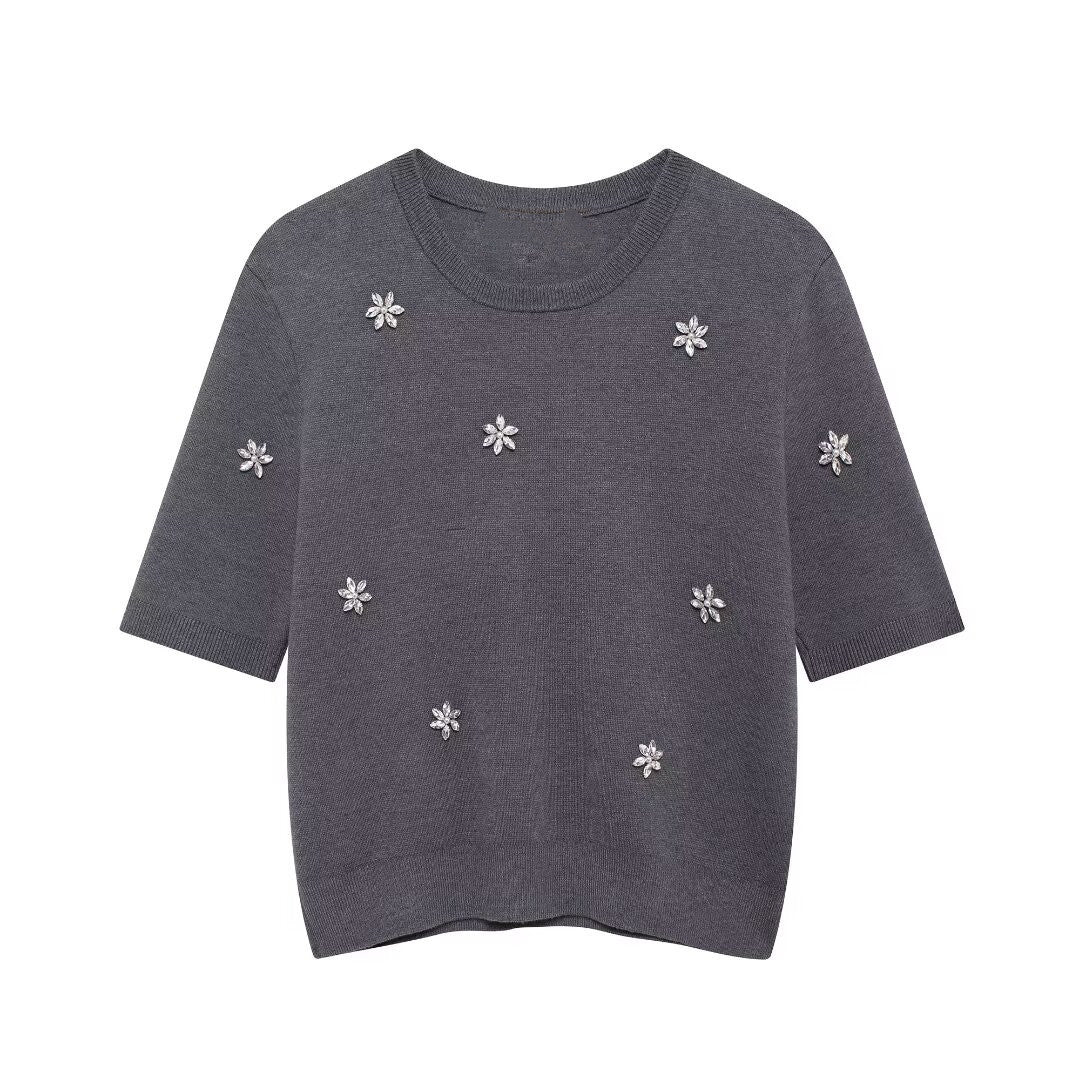 New jewelry decoration knitted top mini skirt