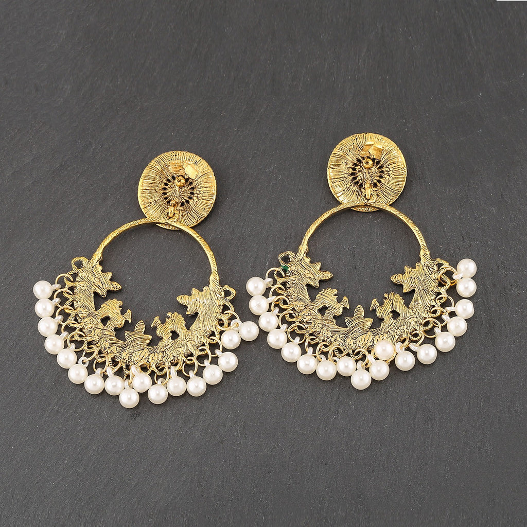 Moon alloy earrings jewelry exaggerated retro Indian style hollowed out bell pendant design sense earrings jewelry