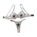 Fashionable and sexy pentagram bra set with mesh transparent and erotic lingerie underwear