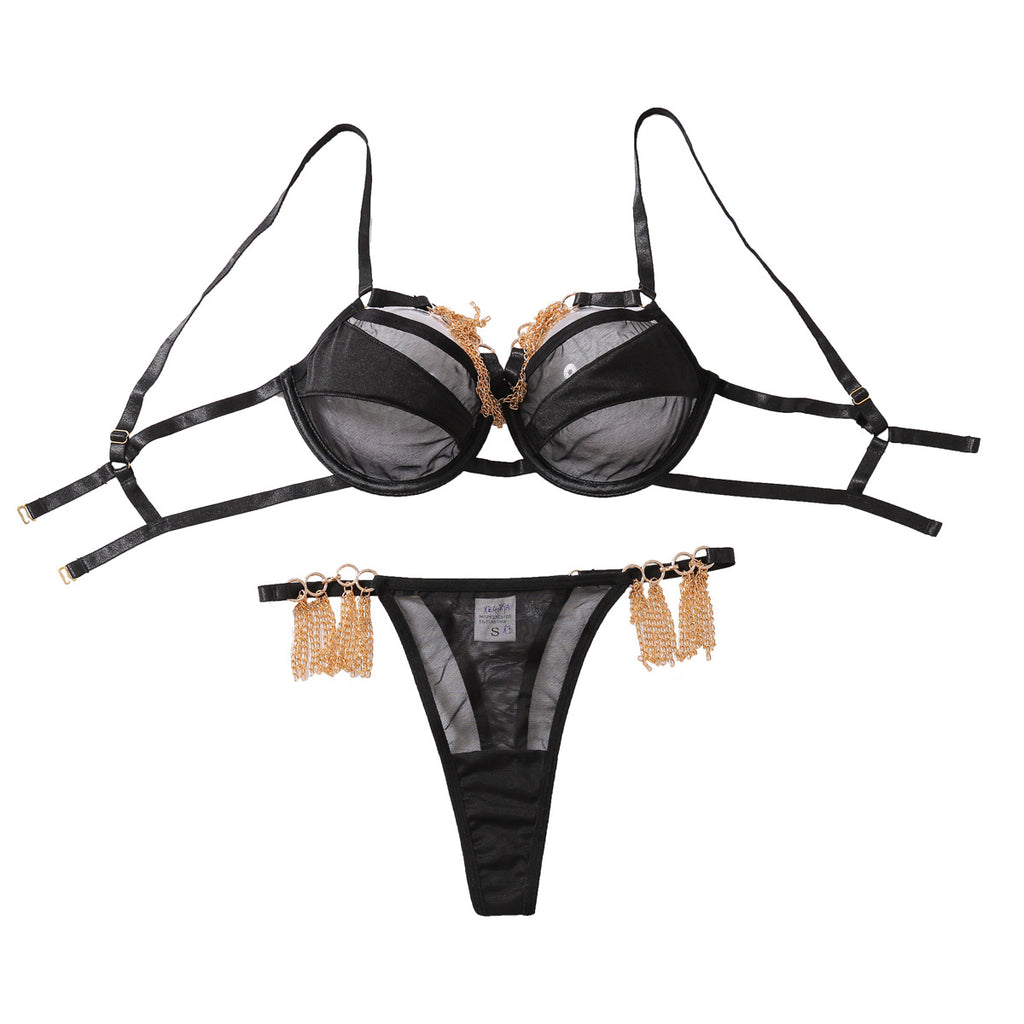 Gathering perspective sexy lingerie two-piece set