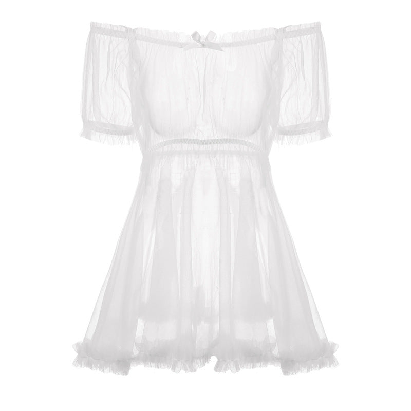 Sexy Chiffon Mini Dress Plus Size Erotic Nightwear Women Transparent Lingerie Pure Seduction Temptation Sexy Bedroom