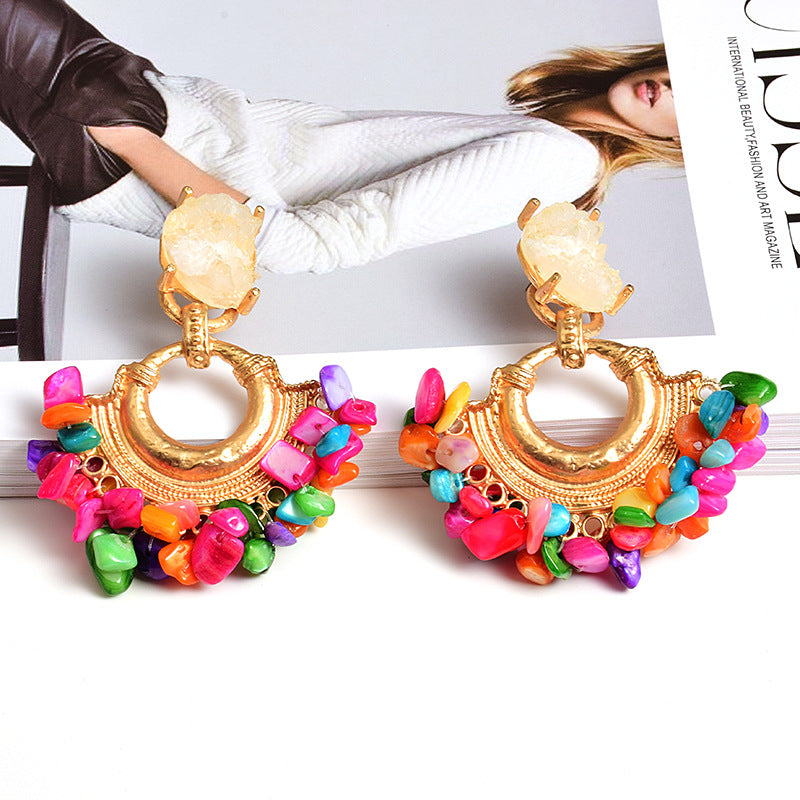 Fashion Earrings ZA Exaggerated Stone Color Jewelry