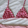 Plaid Bow Sweet Style Sexy Lingerie Set