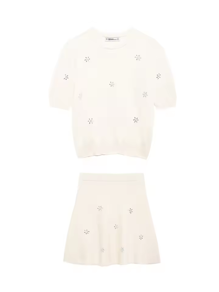 New jewelry decoration knitted top mini skirt