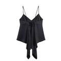 Asymmetric satin texture minimalist lingerie style top