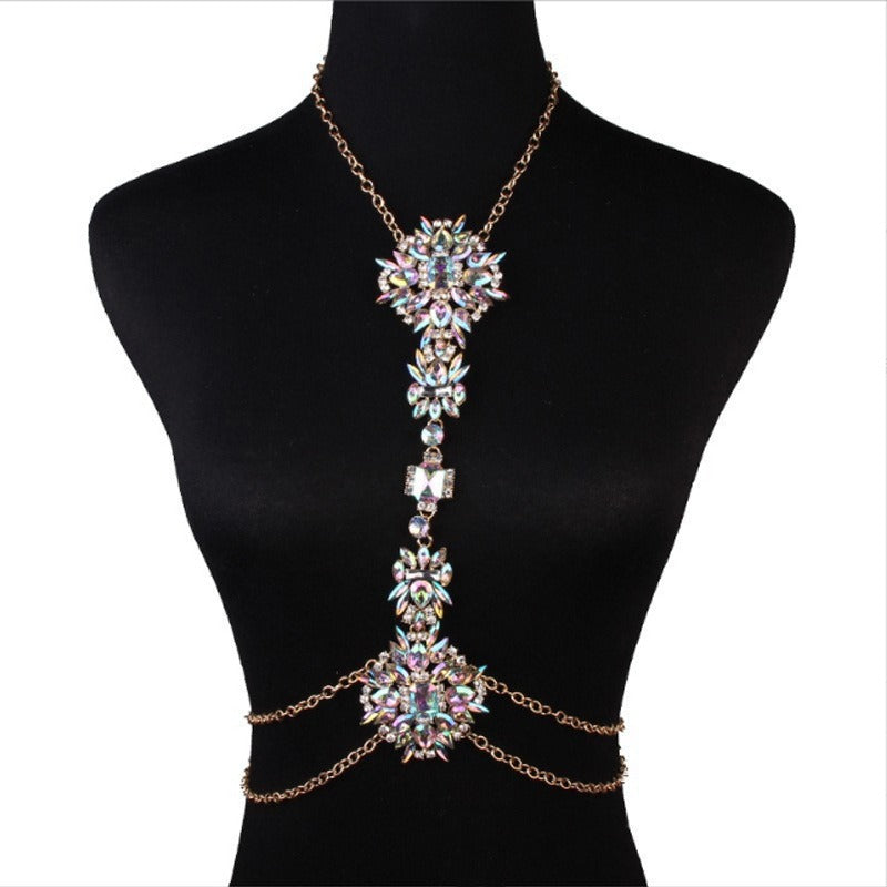 Exaggerated jewelry, fashionable diamond inlay, luxurious body chain, personalized women's jewelry