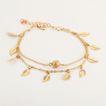 Tassel small leaf foot jewelry beach vacation double layered vintage women's ankle chain jewelry