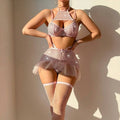 Shiny Sequin Nightclub Wear Bow Sequin Strapless Sexy Mesh Lingerie