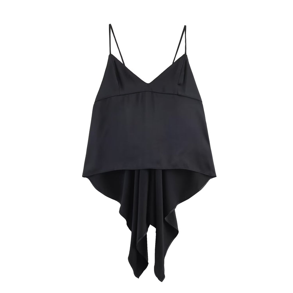Asymmetric satin texture minimalist lingerie style top