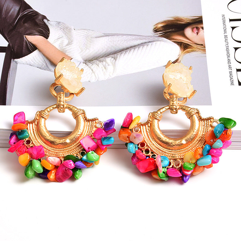 Fashion Earrings ZA Exaggerated Stone Color Jewelry
