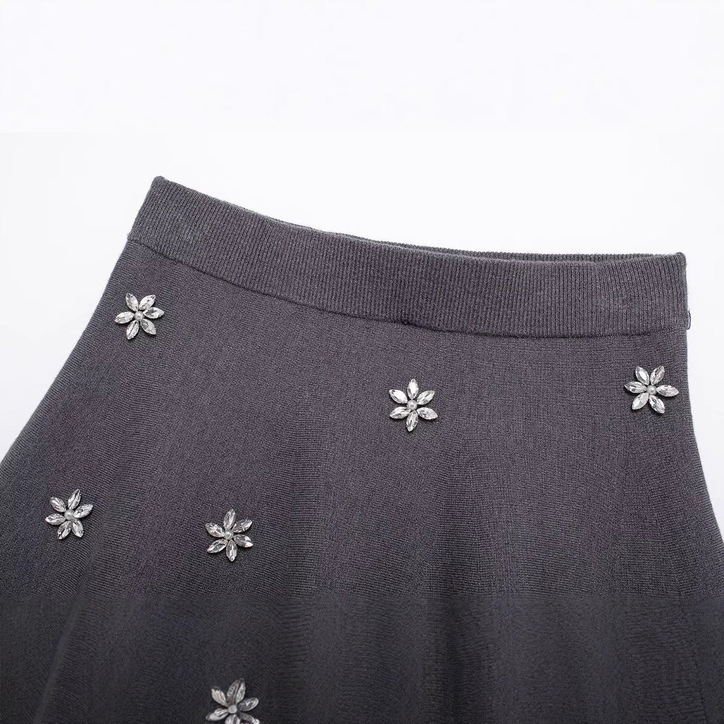 New jewelry decoration knitted top mini skirt