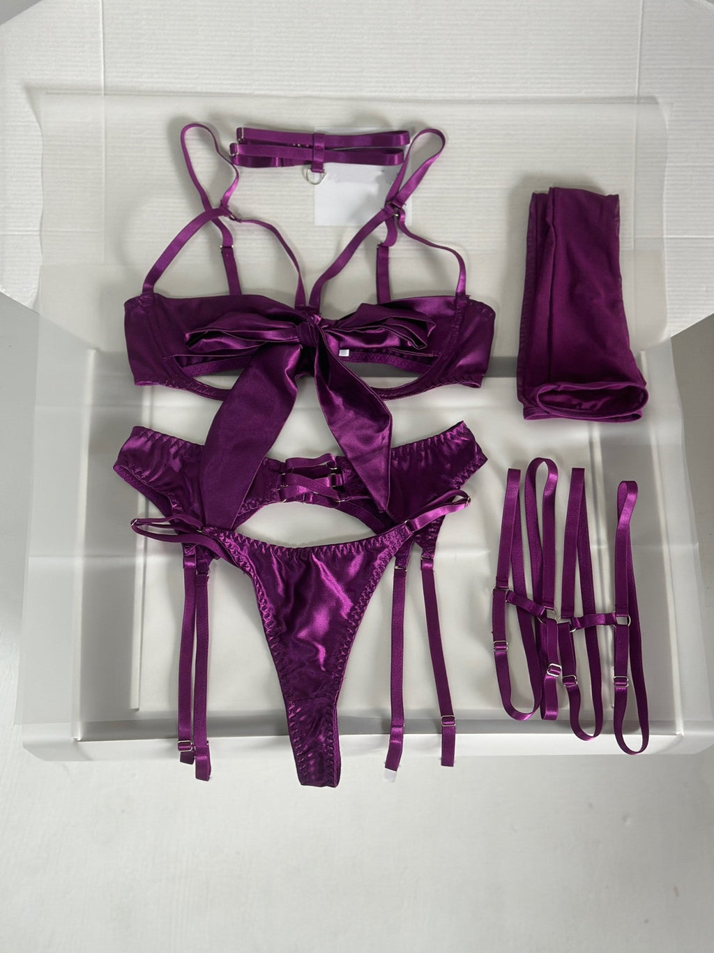 Sensual Lingerie Set with Bow and Garter Belt by Dnika - eXplore