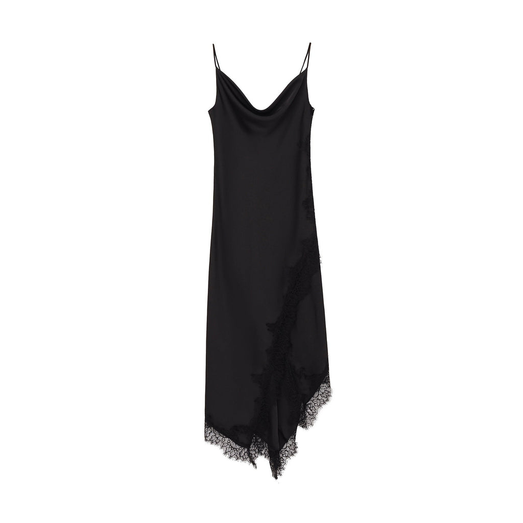 Wrinkled waist slimming lace lingerie style dress - eXplore